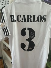 Camiseta autografada assinada por Roberto Carlos do Real Madrid com autenticação Beckett, usado comprar usado  Enviando para Brazil