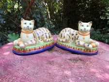 Paire chats faience d'occasion  Dinan