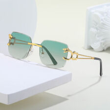 Óculos de sol moda masculino feminino hip hop retrô luxo dourado óculos sem aro comprar usado  Enviando para Brazil