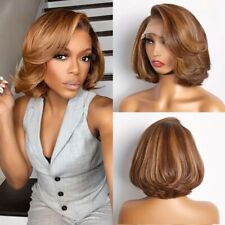 Peruca Bob Loira Marrom Mix Corte em Camadas 200% Densidade Cabelo Humano 13x4 Renda Frontal Peruca comprar usado  Enviando para Brazil