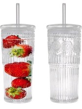 Copo de café gelado de vidro com tampas 24 oz copo de borosilicato alto bebida  comprar usado  Enviando para Brazil