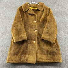 Casaco de pele sintética feminino VINTAGE G? Jaqueta marrom acolchoada forrada três botões Sear anos 60, usado comprar usado  Enviando para Brazil
