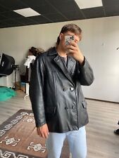 Usado, Casaco de couro de bezerro Emporio Armani vintage anos 90 arquivo peito duplo tamanho G comprar usado  Enviando para Brazil