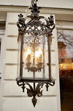 LANTERNA SUSPENSA ANTIGA METAL FERRO FUNDIDO PRETO FERRUGEM LUSTRE LÂMPADA Ø 15" comprar usado  Enviando para Brazil
