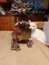 Metal cat wine for sale  SWANSEA