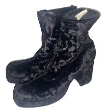 Usado, Botas de tornozelo vintage Y2K bruxa gótica preta veludo esmagado plataforma salto robusto 7 comprar usado  Enviando para Brazil
