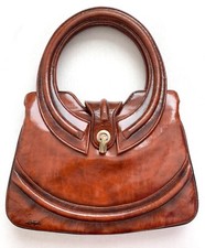 Usado, Bolsa tote vintage Lou Taylor marrom italiana com espelho giratório embutido comprar usado  Enviando para Brazil