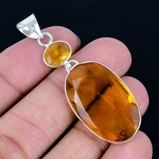Colgante hecho a mano enchapado en plata 925 citrino de 2,29" segunda mano  Embacar hacia Mexico