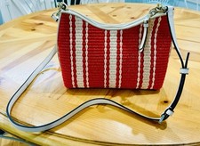 Bolsa Kate Spade com zíper cadeira de praia listrada herança couro palha acabamento comprar usado  Enviando para Brazil