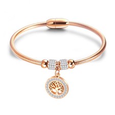Usado, Pulseiras femininas de aço inoxidável corrente de mão corrente de ouro rosa para presente joias Tree Of Life comprar usado  Enviando para Brazil