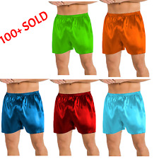 Roupa íntima masculina curta de cetim para dormir pijama boxer de seda S53 comprar usado  Enviando para Brazil