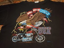 Usado, Camiseta Harley Davidson vintage motociclista EUA bandeira águia relâmpago como anos 80 anos 90 GG comprar usado  Enviando para Brazil