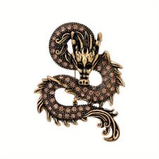 Broche dragão do zodíaco marrom, broche de strass unissex, acessórios de camisa de terno de moda, usado comprar usado  Enviando para Brazil