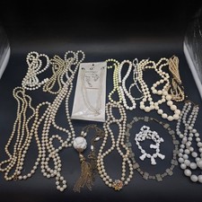 Lote de colar de pérolas falsas lote de artesanato reutilização repurose revenda lote de joias comprar usado  Enviando para Brazil