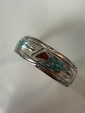 Bracelete de prata esterlina vintage A. Nezzie Navajo Thunderbird embutido  comprar usado  Enviando para Brazil