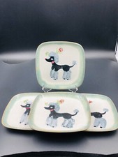 4 pratos de poodle de cerâmica Glidden, vintage moderno do meio do século comprar usado  Enviando para Brazil