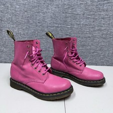Botas femininas Dr. Martens couro Pascal tamanho 10 com cadarço fosco rosa quente combate comprar usado  Enviando para Brazil