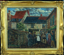 Pintura antiga música dança formatura Auvergne gaitas de foles acordeão vila R. Besse comprar usado  Enviando para Brazil