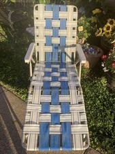 Cadeira de piscina reclinável espreguiçadeira vintage de alumínio deck raio de sol gramado azul comprar usado  Enviando para Brazil