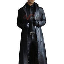 Trench coat masculino retrô couro real jaqueta longa comprimento total trincheira gótica comprar usado  Enviando para Brazil