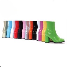 Botas de tornozelo femininas salto quadrado sexy biqueira redonda couro com zíper botas curtas sapatos cruzados comprar usado  Enviando para Brazil