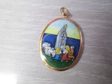 Usado, Pingente de porcelana vintage português pintado Fátima ouro 19K Mary *6 comprar usado  Enviando para Brazil
