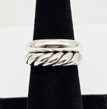 David Yurman Pure Form conjunto de dois anéis de pilha em prata esterlina 925 tamanho 6, usado comprar usado  Enviando para Brazil
