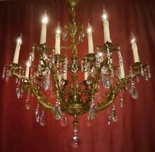 LUSTRE DE BRONZE ANTIGO 16 LUZES LÂMPADA DE TETO CRISTAL Ø 39" comprar usado  Enviando para Brazil