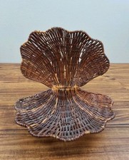 Cesta de vime decorativa vintage em forma de concha marrom concha de amêijoa boho náutica comprar usado  Enviando para Brazil