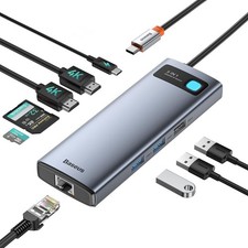 Baseus 9 em 1 hub USB C 4K@120Hz com 2 estações de acoplamento HDMI 3 USB 1000Mbps comprar usado  Enviando para Brazil