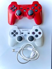 Usado, Testado FUNCIONA Sony Playstation 3 PS3 DualShock 3 Controle VERMELHO BRANCO com CABO comprar usado  Enviando para Brazil