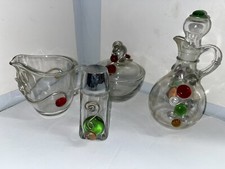 Creme de vidro transparente e tigela de açúcar óleo sal boho com contas coloridas vintage folclórico comprar usado  Enviando para Brazil