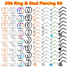 Kit de piercing no corpo 16-32 peças argola de nariz de aço inoxidável 20G comprar usado  Enviando para Brazil