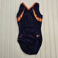 Collant de ginástica GK Elite azul marinho laranja bling gola V Suni Lee Keepin' It real CL comprar usado  Enviando para Brazil