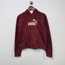 Vintage Puma Damska Brązowa Bawełniana Bluza z kapturem Rozmiar L lata 90. Prana Wyblakły Przycięty krój na sprzedaż  PL