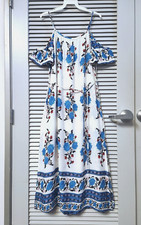 Brincos de vestido longo com estampa de flor azul branca M urban outfitters comprar usado  Enviando para Brazil