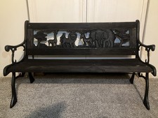 Usado, Banco infantil vintage ferro fundido e madeira animais africanos 33”L X 14”W X 19”T comprar usado  Enviando para Brazil