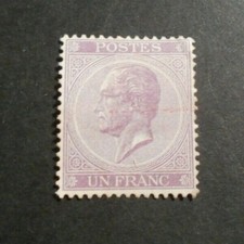 Bélgica 1865 1fr. montado em perfeitas condições, sem goma, vinco no canto, Marca De Tinta Vermelha-Ref FK2 comprar usado  Enviando para Brazil