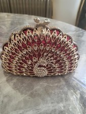 NOVO! Bolsa clutch pavão strass vermelho cristal noite festa de casamento comprar usado  Enviando para Brazil