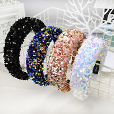 Para mujer diadema acolchada con lentejuelas diadema banda ancha para el cabello aro accesorios segunda mano  Embacar hacia Mexico