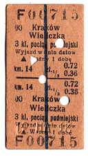 Używany, Bilet kolejowy: Poland: Krakow to Wiellczka, 1931 na sprzedaż  Wysyłka do Poland