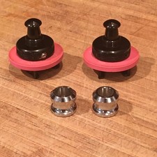 2 botões de para-lama de guitarra vintage Schaller Alemanha trava de alça preta borrachas bônus comprar usado  Enviando para Brazil