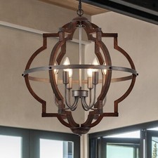 Candelabro TACDANDM 6 madeira clara para fazenda marrom rústico luminária pendente, usado comprar usado  Enviando para Brazil