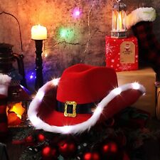 Chapéu de Natal Gorro De Navidad LED piscando aba larga chapéu de cowboy Papai Noel comprar usado  Enviando para Brazil