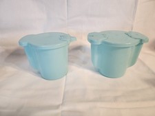 Usado, Antigo Conjunto Tupperware Sugar & Creamer 577 & 574 Tampas Aqua Flip Top EUA Turquesa comprar usado  Enviando para Brazil