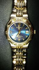 Vintage HUGO MAXX EURODESIGN OURO 18K PL relógio aço inoxidável mostrador azul 85037 comprar usado  Enviando para Brazil