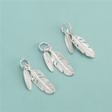 Berloque de penas de prata esterlina 925 pequeno pingente para colar de pulseira, 4 peças, usado comprar usado  Enviando para Brazil