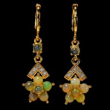 Usado, BRINCO DE FLORES FOLHEADO A OURO AMARELO BRONZE OPALA ARCO-ÍRIS AAA NATURAL E BRANCO CZ comprar usado  Enviando para Brazil