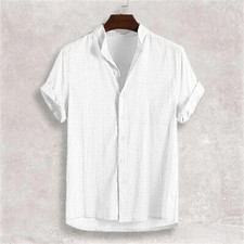 Blusa masculina casual fina de linho manga curta com botões comprar usado  Enviando para Brazil