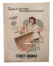Antigo 1950 Fernet Branca Cartaz de Arte Placa Publicitária Vintage Bartender Decoração para Casa Argentina comprar usado  Enviando para Brazil